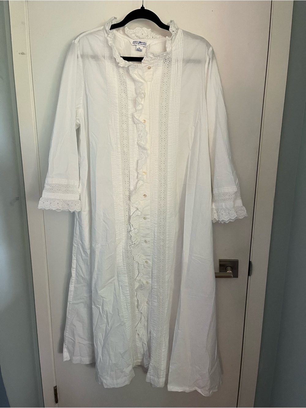 April Cornell White Cotton Eyelet Lace Nightgown XL